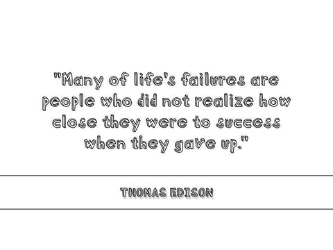 Thomas Edison Quote: They Gave Up Black Ornate Wood Framed Art Print with Double Matting by ArtsyQuotes