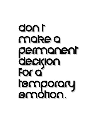 Artsy Quotes Quote: Temporary Emotion White Modern Wood Framed Art Print with Double Matting by ArtsyQuotes