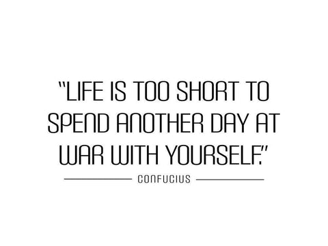 Confucius Quote: Life is Too Short White Modern Wood Framed Art Print with Double Matting by ArtsyQuotes