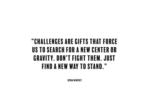 Oprah Winfrey Quote: Challenges Black Ornate Wood Framed Art Print with Double Matting by ArtsyQuotes