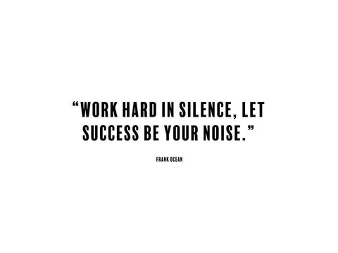 Frank Ocean Quote: Work Hard in Silence Black Ornate Wood Framed Art Print with Double Matting by ArtsyQuotes