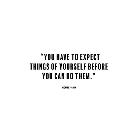 Michael Jordan Quote: Expect Things Black Modern Wood Framed Art Print by ArtsyQuotes
