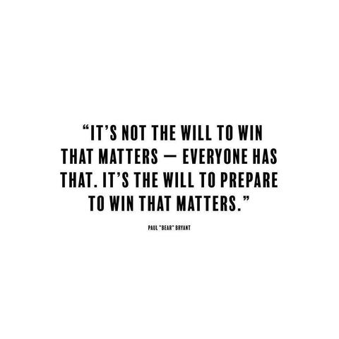 Paul Bryant Quote: The Will to Win Black Modern Wood Framed Art Print with Double Matting by ArtsyQuotes