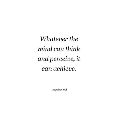 Napoleon Hill Quote: Think and Perceive White Modern Wood Framed Art Print by ArtsyQuotes