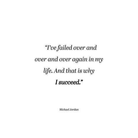 Michael Jordan Quote: Why I Succeed White Modern Wood Framed Art Print by ArtsyQuotes