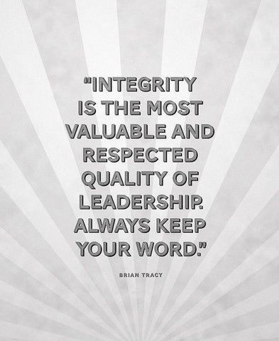 Brian Tracy Quote: Integrity White Modern Wood Framed Art Print with Double Matting by ArtsyQuotes