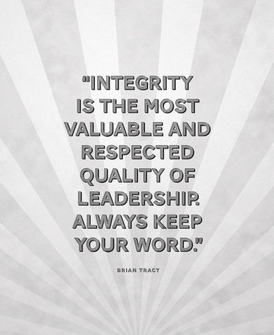 Brian Tracy Quote: Integrity Black Ornate Wood Framed Art Print with Double Matting by ArtsyQuotes