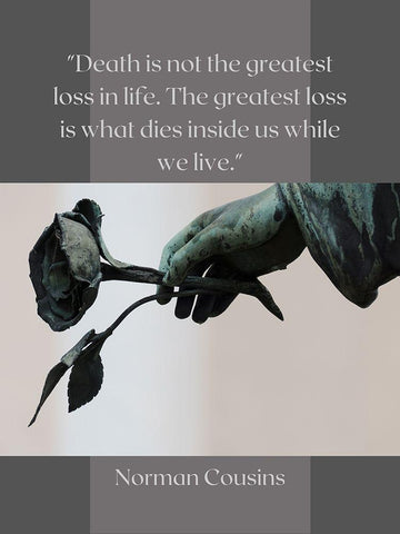 Norman Cousins Quote: Loss of Life White Modern Wood Framed Art Print with Double Matting by ArtsyQuotes