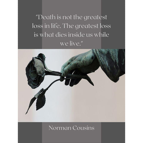 Norman Cousins Quote: Loss of Life Black Modern Wood Framed Art Print by ArtsyQuotes