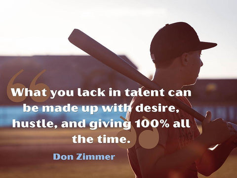 Don Zimmer Quote: Desire and Hustle White Modern Wood Framed Art Print with Double Matting by ArtsyQuotes