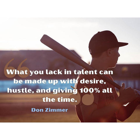 Don Zimmer Quote: Desire and Hustle Gold Ornate Wood Framed Art Print with Double Matting by ArtsyQuotes