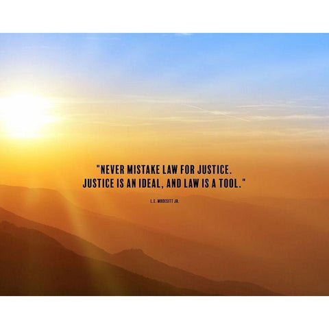 L.E. Modesitt Jr. Quote: Justice is an Ideal Gold Ornate Wood Framed Art Print with Double Matting by ArtsyQuotes