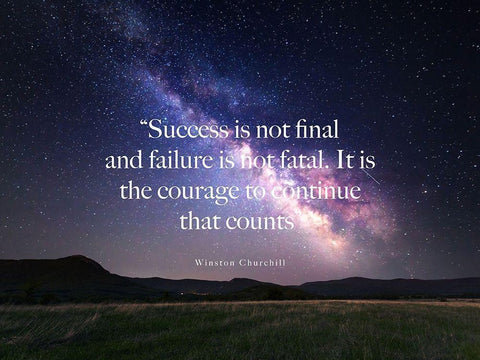 Winston Churchill Quote: Success is Not Final White Modern Wood Framed Art Print with Double Matting by ArtsyQuotes