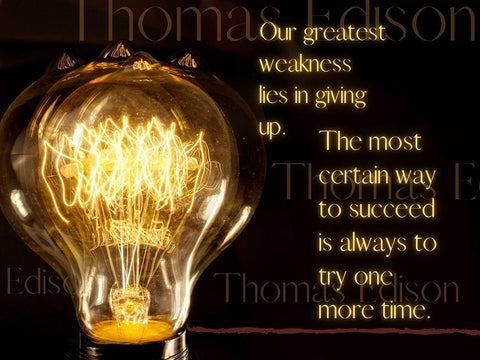 Thomas Edison Quote: Greatest Weakness Black Ornate Wood Framed Art Print with Double Matting by ArtsyQuotes