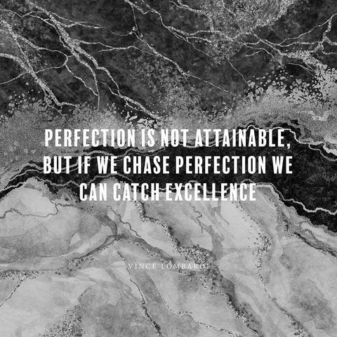 Vince Lombardi Quote: Catch Excellence White Modern Wood Framed Art Print with Double Matting by ArtsyQuotes