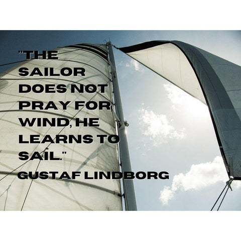 Gustaf Lindborg Quote: He Learns to Sail White Modern Wood Framed Art Print by ArtsyQuotes