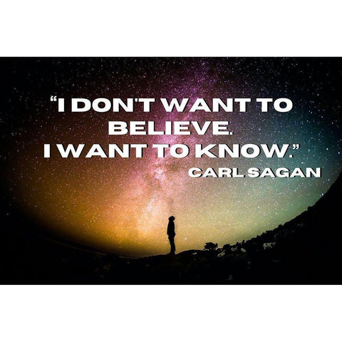 Carl Sagan Quote: I Want to Know Black Modern Wood Framed Art Print with Double Matting by ArtsyQuotes