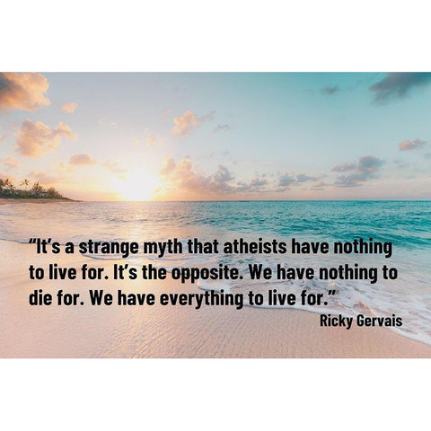 Ricky Gervais Quote: Strange Myth Black Modern Wood Framed Art Print with Double Matting by ArtsyQuotes