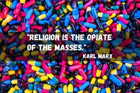 Karl Marx Quote: Religion White Modern Wood Framed Art Print with Double Matting by ArtsyQuotes