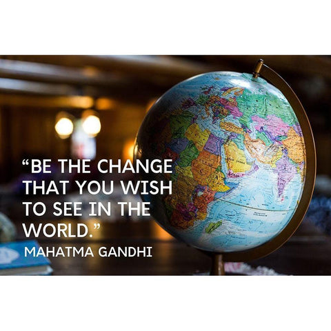 Mahatma Gandhi Quote: Be the Change Black Modern Wood Framed Art Print by ArtsyQuotes