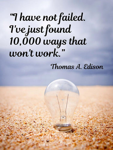 Thomas Edison Quote: I Have Not Failed White Modern Wood Framed Art Print with Double Matting by ArtsyQuotes