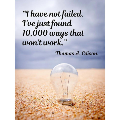 Thomas Edison Quote: I Have Not Failed Gold Ornate Wood Framed Art Print with Double Matting by ArtsyQuotes