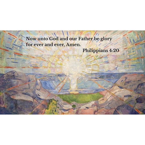 Bible Verse Quote Philippians 4:20, Edvard Munch, The Sun Gold Ornate Wood Framed Art Print with Double Matting by ArtsyQuotes