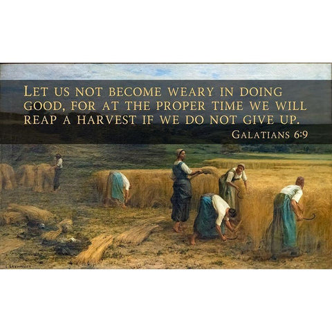 Bible Verse Quote Galatians 6:9, Leon Augustin LHermitte - The Harvest Black Modern Wood Framed Art Print with Double Matting by ArtsyQuotes
