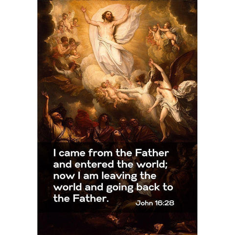 Bible Verse Quote John 16:28, Benjamin West - The Ascension White Modern Wood Framed Art Print by ArtsyQuotes