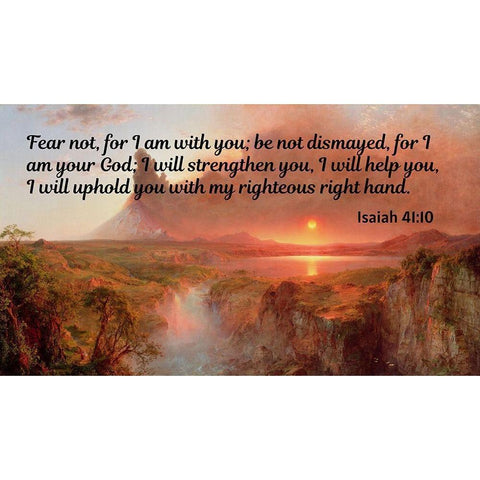 Bible Verse Quote Isaiah 41:10, Frederic Edwin Church - Cotopaxi Church White Modern Wood Framed Art Print by ArtsyQuotes
