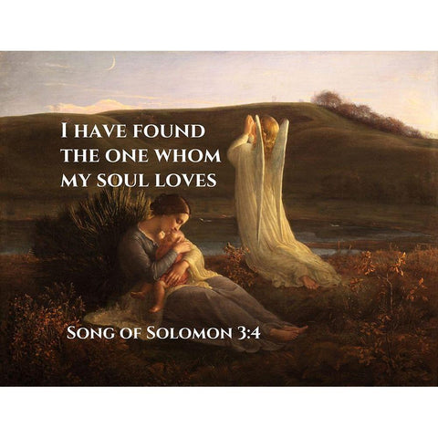 Bible Verse Quote Song of Solomon 3:4, Anne Francois Janmot - The Angel and the Mother White Modern Wood Framed Art Print by ArtsyQuotes