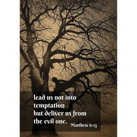 Bible Verse Quote Matthew 6:13, Leon Spilliaert - Tree in the Winter Black Modern Wood Framed Art Print with Double Matting by ArtsyQuotes