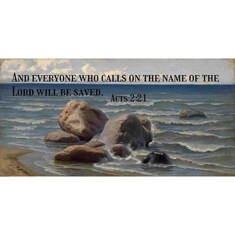 Bible Verse Quote Acts 2:21, Efim Volkov - Seascape 2 White Modern Wood Framed Art Print by ArtsyQuotes