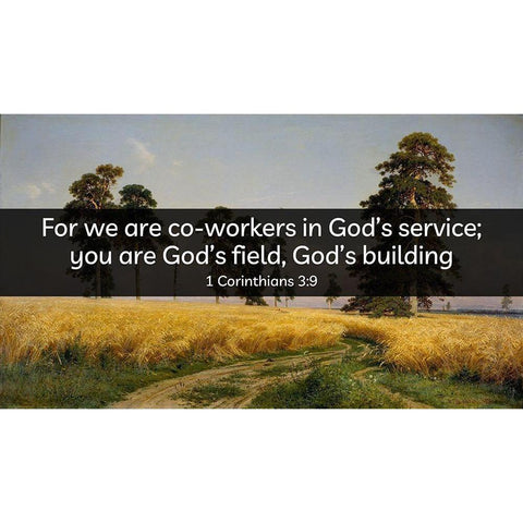 Bible Verse Quote 1 Corinthians 3:9, Grigoriy Myasoyedov - The Field of Wheat Black Modern Wood Framed Art Print by ArtsyQuotes