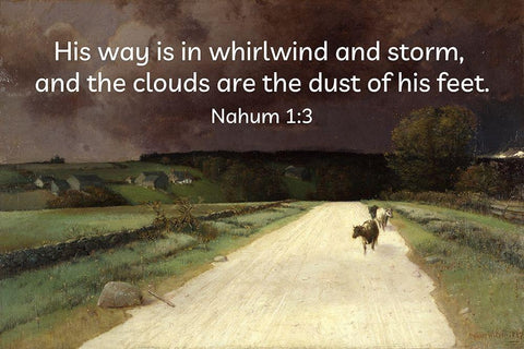 Bible Verse Quote Nahum 1:3, Homer Watson - Before the Storm Black Ornate Wood Framed Art Print with Double Matting by ArtsyQuotes