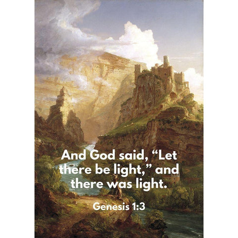 Bible Verse Quote Genesis 1:3, Thomas Cole - The Fountain of Vaucluse White Modern Wood Framed Art Print by ArtsyQuotes