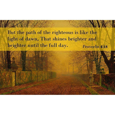 Bible Verse Quote Proverbs 4:18, John Atkinson Grimshaw - Evening Glow White Modern Wood Framed Art Print by ArtsyQuotes