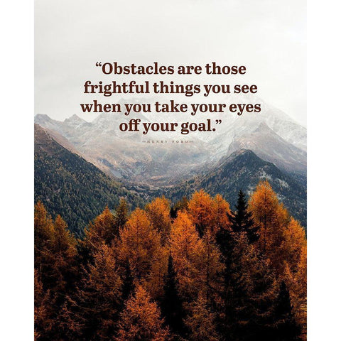 Henry Ford Quote: Obstacles Black Modern Wood Framed Art Print by ArtsyQuotes