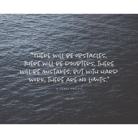 Michael Phelps Quote: There Will be Obstacles Black Modern Wood Framed Art Print by ArtsyQuotes