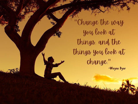 Wayne Dyer Quote: Change White Modern Wood Framed Art Print with Double Matting by ArtsyQuotes