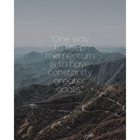 Michael Korda Quote: Keep Momentum White Modern Wood Framed Art Print by ArtsyQuotes