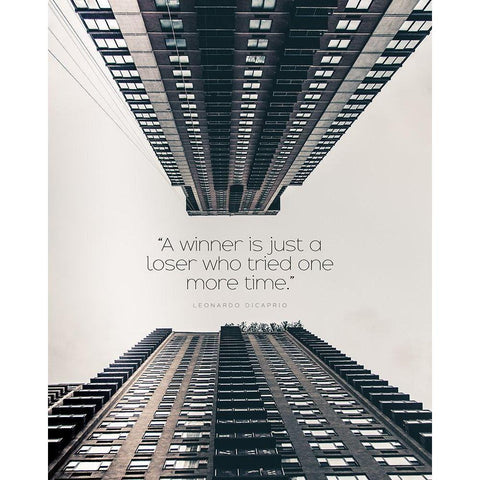 Leonardo Dicaprio Quote: A Winner White Modern Wood Framed Art Print by ArtsyQuotes