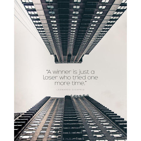 Leonardo Dicaprio Quote: A Winner Black Modern Wood Framed Art Print with Double Matting by ArtsyQuotes
