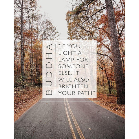 Buddha Quote: Brighten Your Path White Modern Wood Framed Art Print by ArtsyQuotes