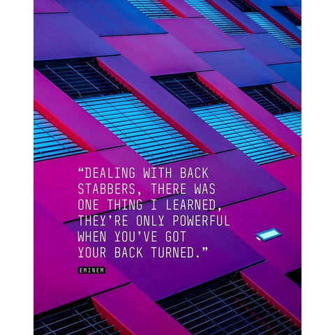 Eminem Quote: Dealing with Back Stabbers White Modern Wood Framed Art Print by ArtsyQuotes