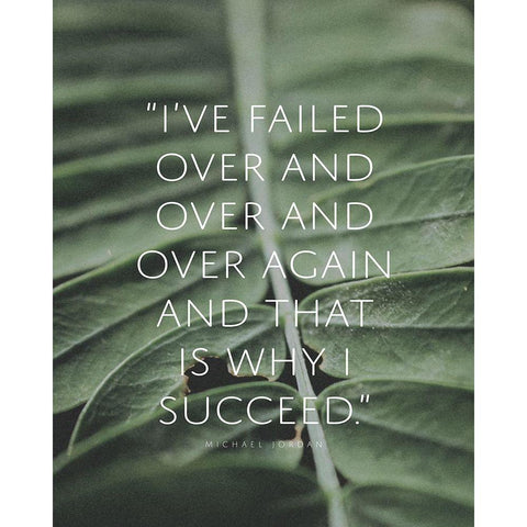 Michael Jordan Quote: Failed Over and Over White Modern Wood Framed Art Print by ArtsyQuotes