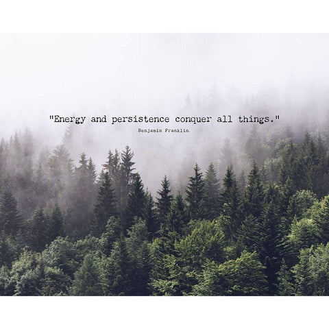 Benjamin Franklin Quote: Energy and Persistence White Modern Wood Framed Art Print by ArtsyQuotes