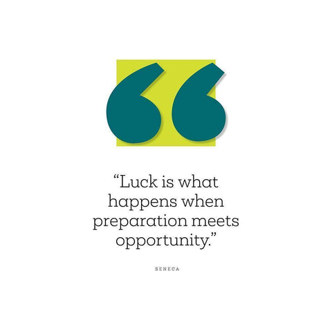 Seneca Quote: Luck White Modern Wood Framed Art Print by ArtsyQuotes