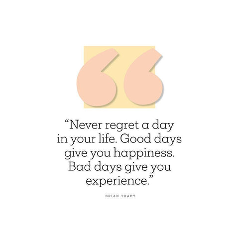 Brian Tracy Quote: Never Regret Black Modern Wood Framed Art Print with Double Matting by ArtsyQuotes