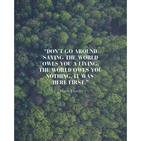 Mark Twain Quote: The World Owes You Nothing Black Modern Wood Framed Art Print with Double Matting by ArtsyQuotes